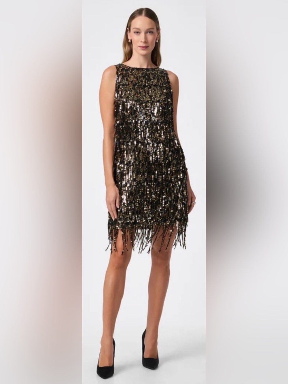 Trina Turk Nini Sequin Fringe Dress Sz 6 Gatsby Glam Cocktail Party disco